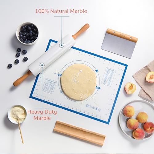 KooK Marble Rolling Pin Set for Baking Pizza Dough and Pastries  
KooK Marble Rolling Pin Set for Tortillas and Baking