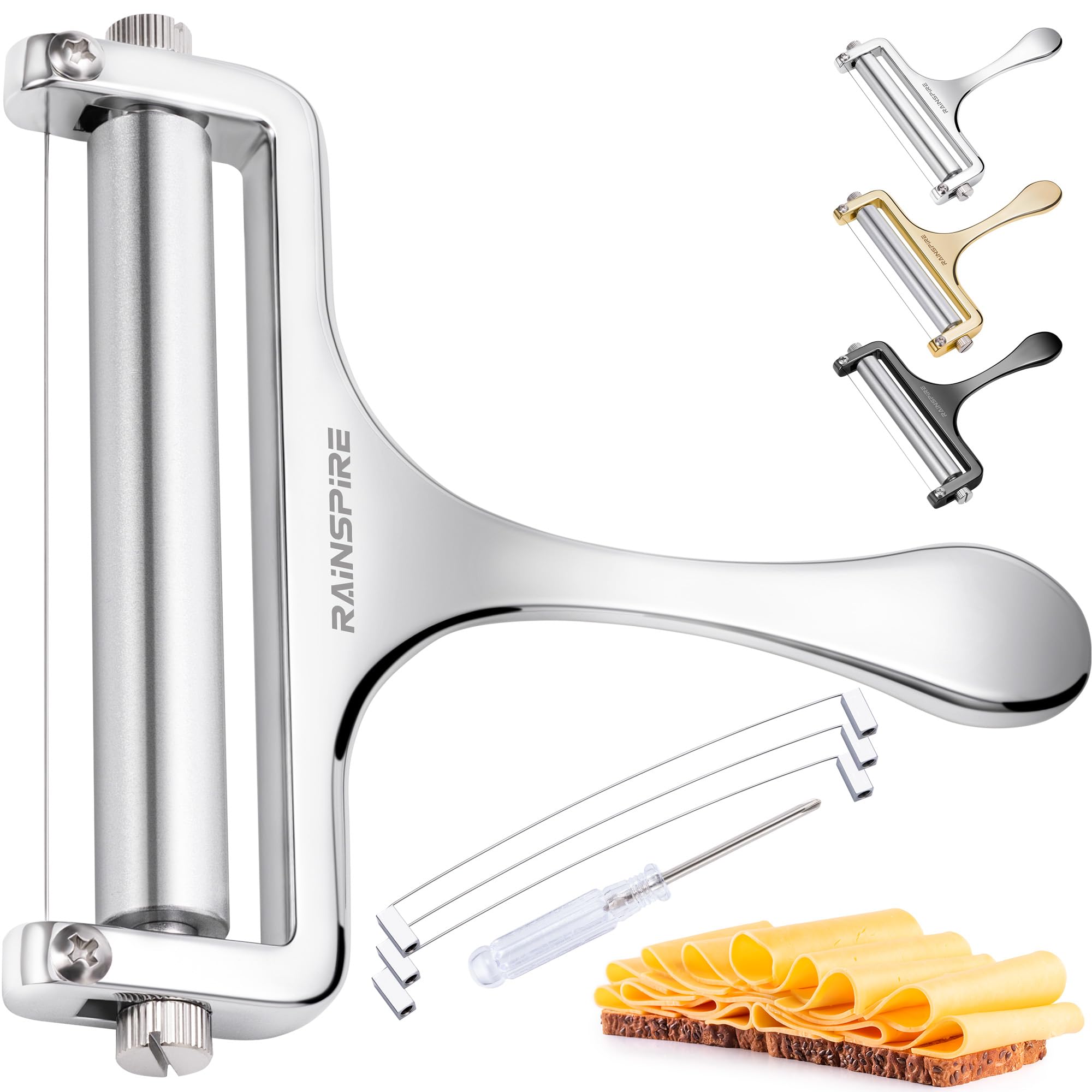 Rainspire Upgraded Cheese Slicer for Block Cheese with Replaceable WiresSilver
Rainspire Stainless Steel Cheese Slicers
