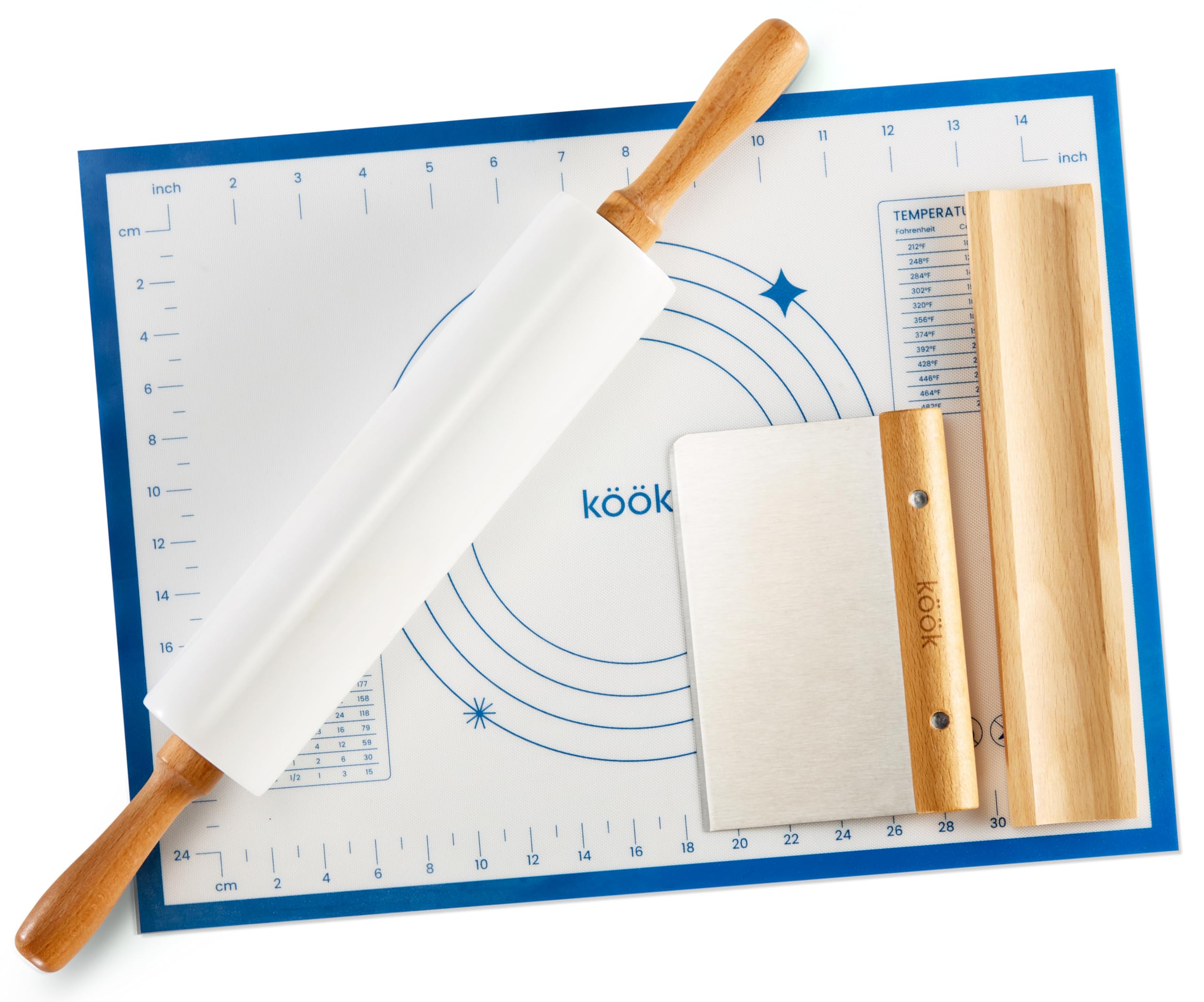 KooK Marble Rolling Pin Set for Baking Pizza Dough and Pastries  
KooK Marble Rolling Pin Set for Tortillas and Baking